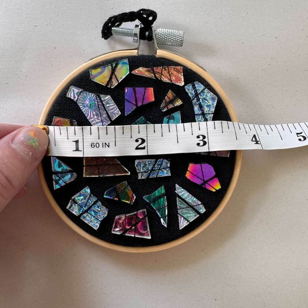 *HANDMADE* Custom Hand Stitched Glass Hoop Decor - Picture 3 of 4